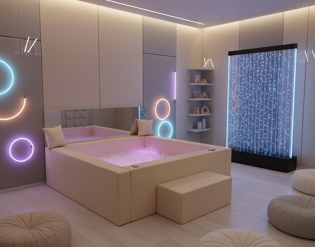 Вибромузыкальный бассейн с шариками, воздушно-пузырьковая панель