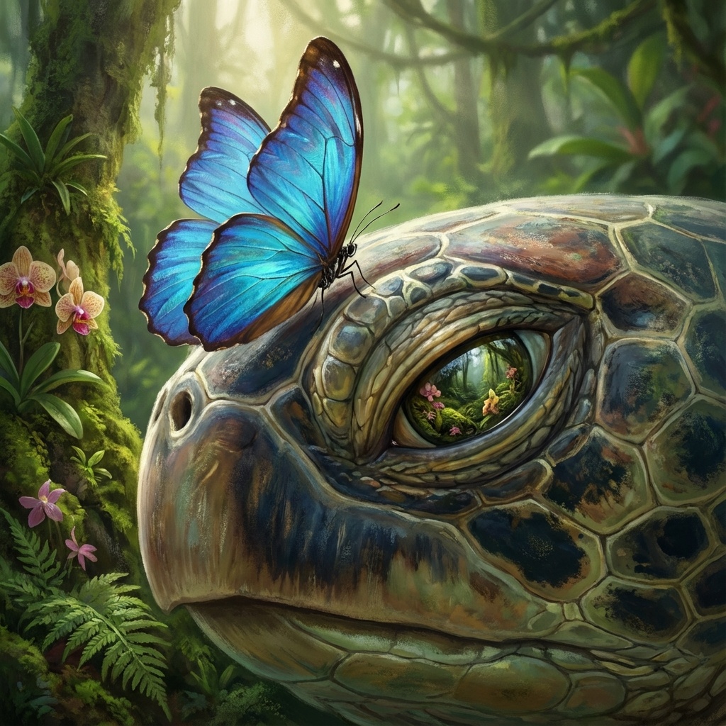 Бабочка пьёт слёзы черепахи. Это называется лакрифагия (от лат. lacrima — слеза)