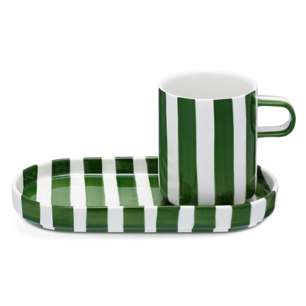 Чайная пара Pragma Lotsi, чашка 1 шт, блюдце 1 шт, фарфор, 340 мл, зеленый