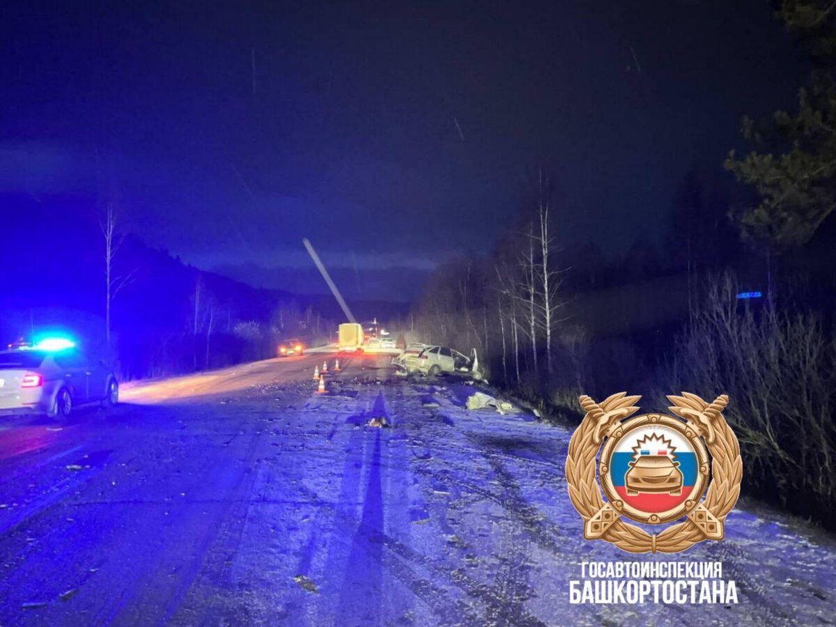 Место смертельной авараии. Фото: Госавтоинспекция Башкортостана