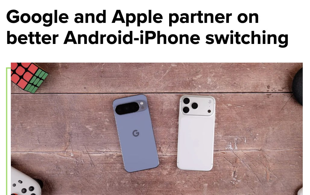 Apple и Google договорились упростить перенос данных между iOS и Android