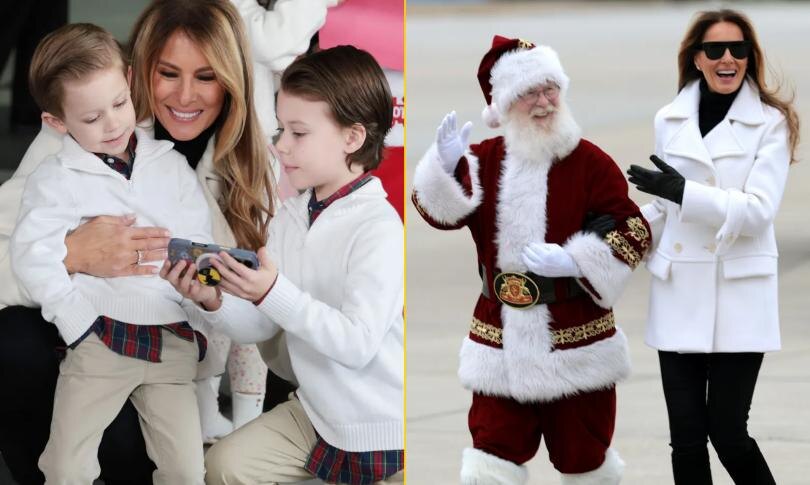    Источник: Getty Images | Мелания Трамп раздает подарки нуждающимся детям