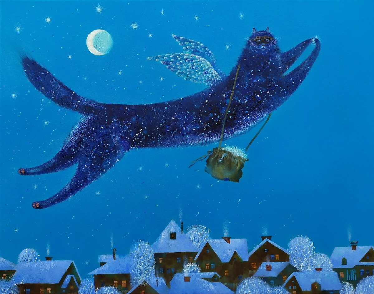 ,, Зажигающий звёзды " 35х45, холст, масло. Автор - художник Марина Борис. Источник изображения :  marina_boris_art