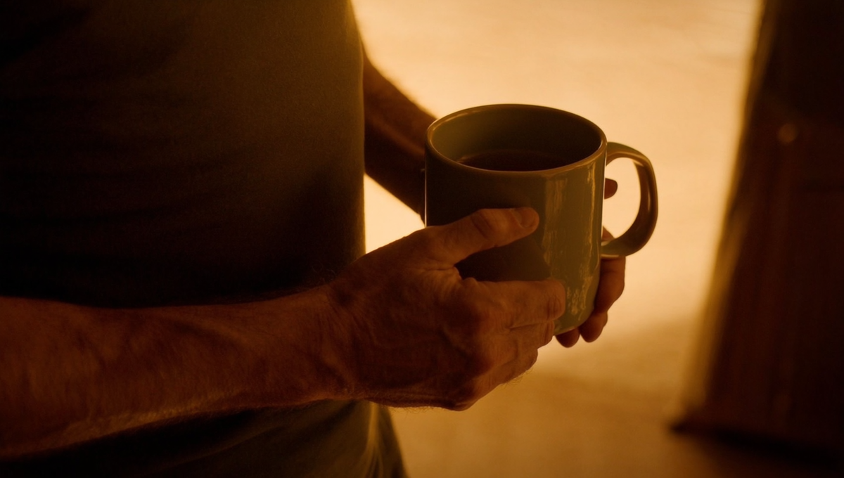 Тот самый момент тишины, когда мужчина захлопывает свои чувства внутрь. Атмосфера, в которой ранимость звучит громче слов.