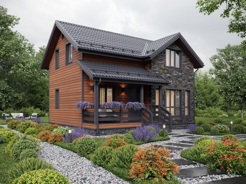 Каркасный дом "Канцлер" 8,5х6,5м от компании «Мастер» 
