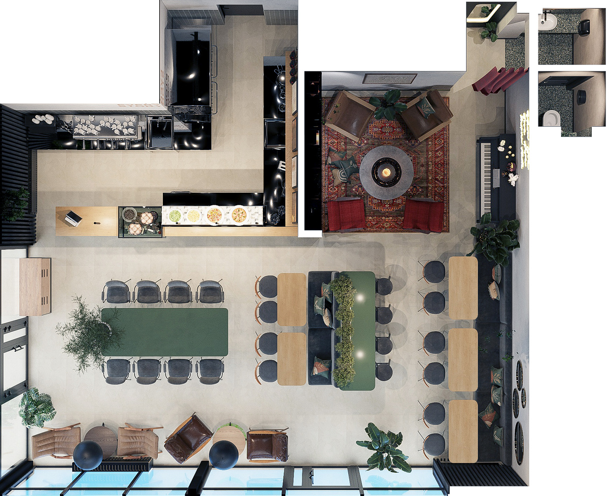 Фото дизайн -проекта кафе в Краснодаре от студии MORS interiors