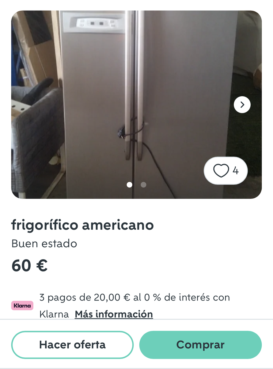 Вполне симпатичный холодильник. Хозяйка пишет, что великоват для их кухни оказался. Хотят на обычный поменять