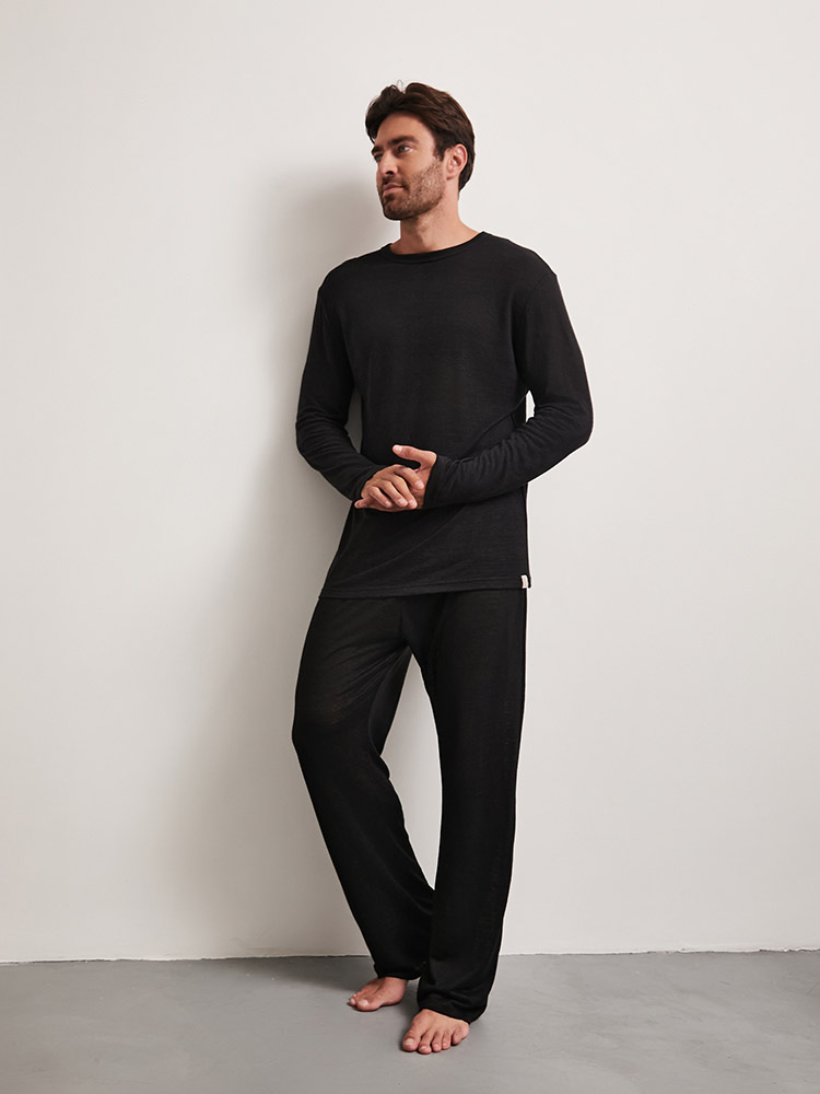 Мужская черная пижама из 100% конопли Uzor Wear