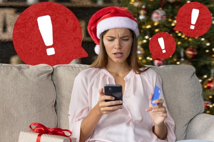 Под Новый год мошенники придумали много новых схем обмана. Как не попасться в декабре 2025? Коллаж © Life.ru. Обложка © Shutterstock / FOTODOM / fizkes, © Freepik / negoo-s