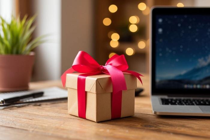 Мошенники на Новый год придумали схемы с подарками. Новые на декабрь 2025, но алгоритм сильно не поменялся. Фото © «Шедеврум»