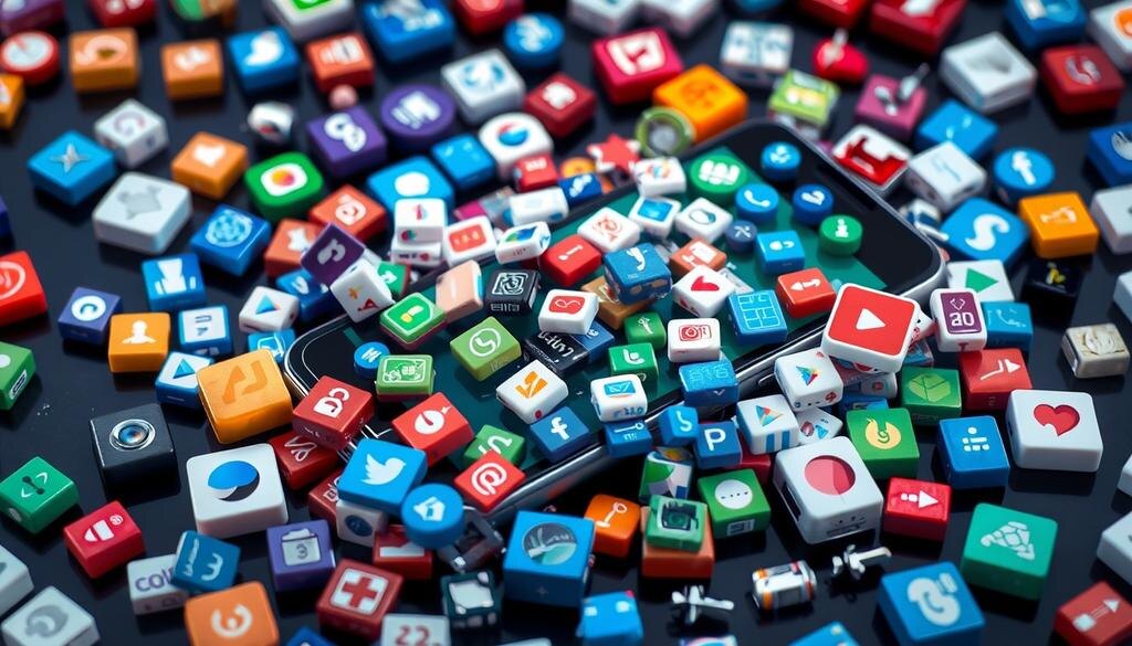    Изображение современного смартфона с элементами стресса.