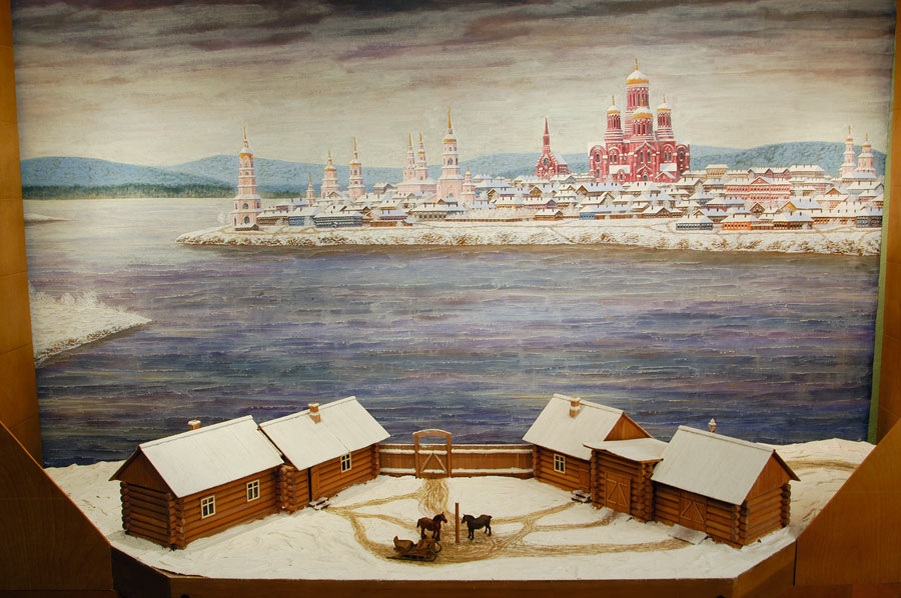 © Сергей Элоян. Диорама «Почтовая станция на фоне города Иркутска».