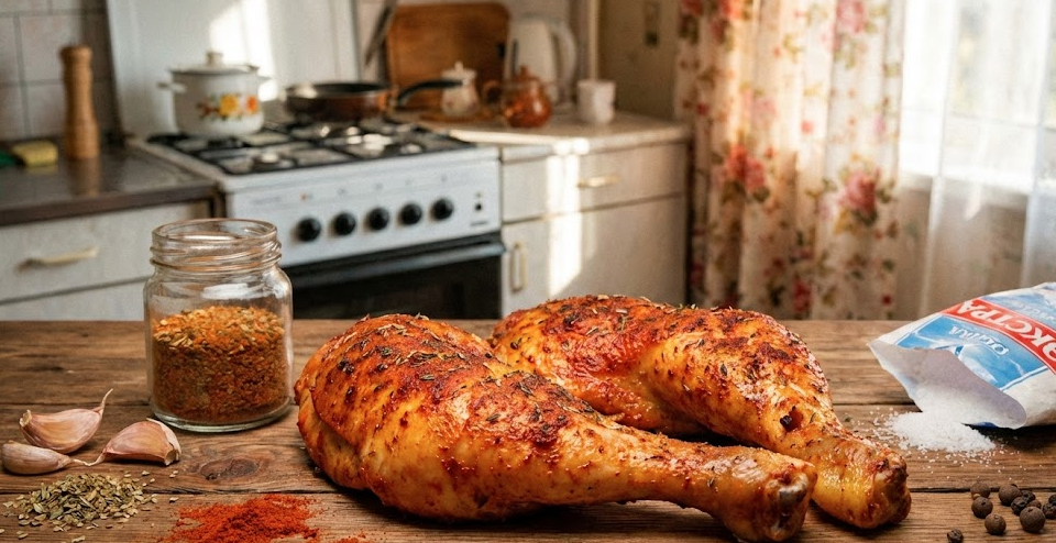 Моя техника приготовления потрясной курочки на банальных приправах