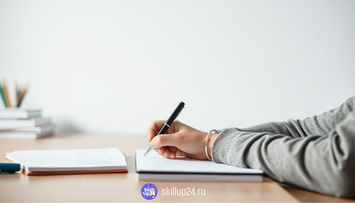 Рука ученика пишет в тетради на светлом деревянном столе, рядом лежат учебники и ручка — спокойная атмосфера подготовки к экзаменам, чистый минималистичный учебный стиль. Фото для онлайн-школы SkillUp24 в городах Астрахань, Барнаул, Владимир, Владивосток, Волгоград, Воронеж, Екатеринбург, Ижевск, Иркутск, Казань, Калининград, Кемерово, Киров, Краснодар, Красноярск, Липецк, Махачкала, Москва, Набережные Челны, Нижний Новгород, Новокузнецк, Новосибирск, Омск, Оренбург, Пенза, Пермь, Ростов-на-Дону, Рязань, Самара, Санкт-Петербург, Саратов, Сочи, Томск, Тольятти, Тула, Тюмень, Уфа, Ульяновск, Хабаровск, Чебоксары, Челябинск, Ярославль. ОГЭ 2026 расписание, даты ОГЭ 2026, когда сдавать ОГЭ, русский ОГЭ дата 2026, математика ОГЭ 2026, расписание экзаменов ОГЭ, пересдача ОГЭ июль, подготовка к ОГЭ 2026, экзамены 9 класс расписание, устная часть ОГЭ английский, что сдавать на ОГЭ 2026, ОГЭ резервные дни