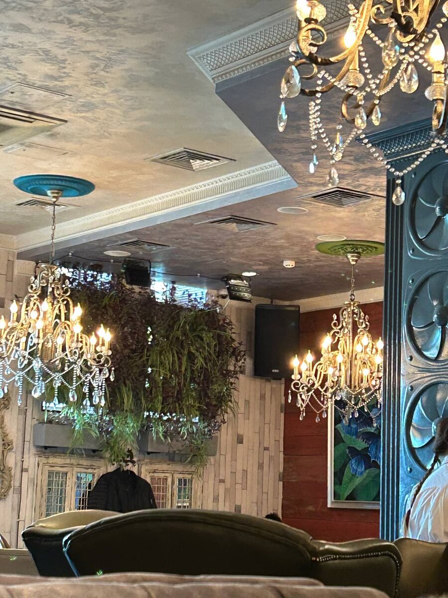 Интерьер ресторана "Шоколад", что на Новых Черёмушках\ фото автора. На мой взгляд, тут так атмосферно, что присутствие за столиком мужика совсем не обязательно. 