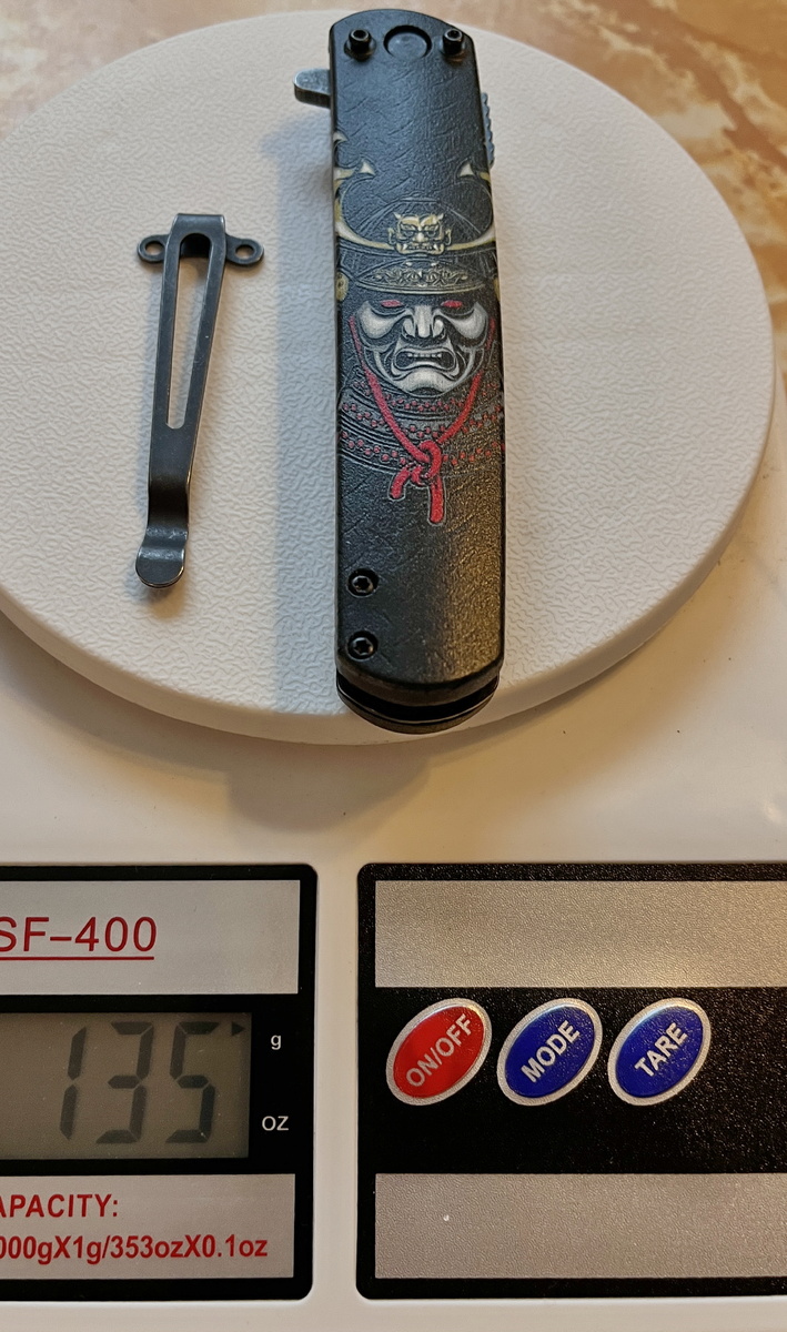 Нож на весах, 135 грамм с клипсой, без - 133 грамма