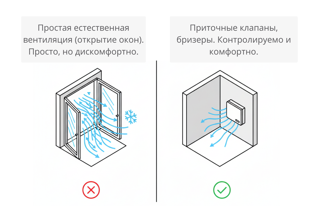 Просто открыть окно - получить сквозняки и потери тепла, а летом — шум, пыль и аллергены