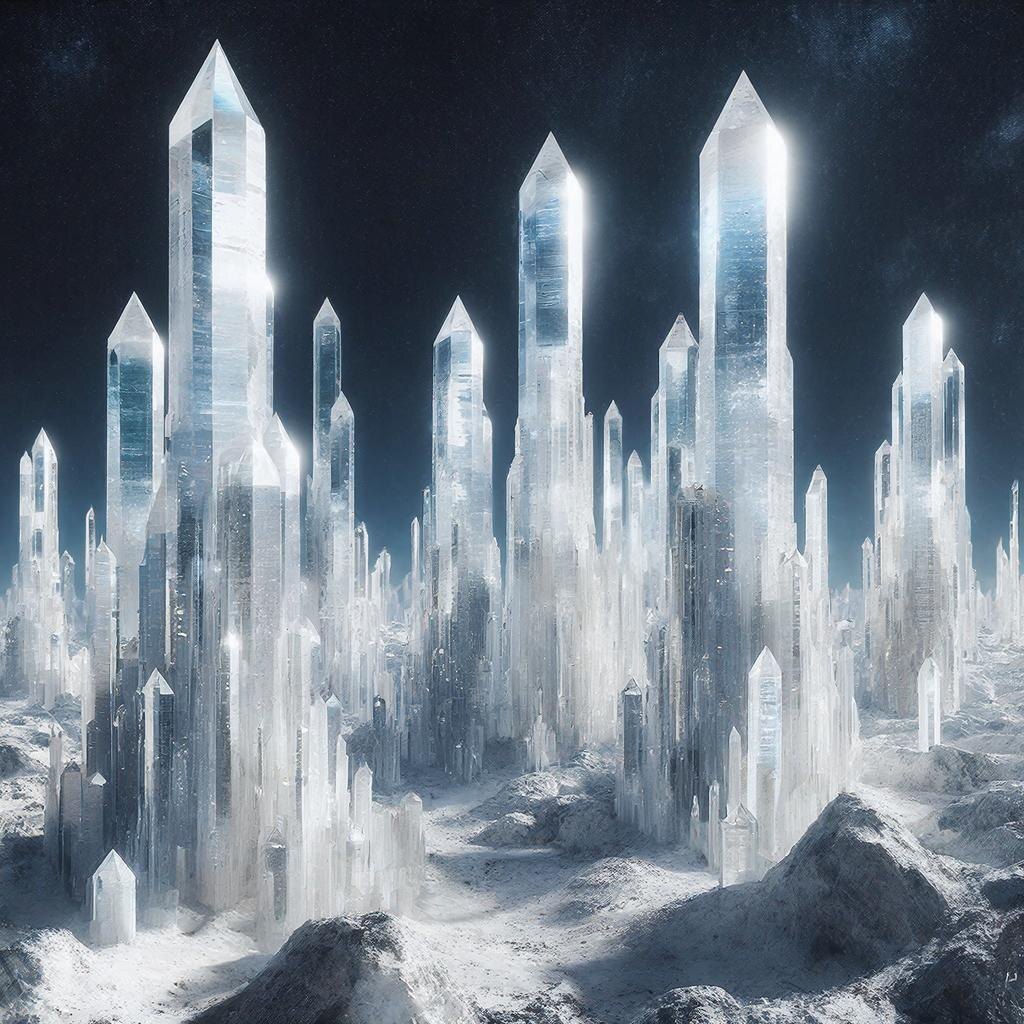 Инопланетный кристаллический город. Сгенерировано ИИ.