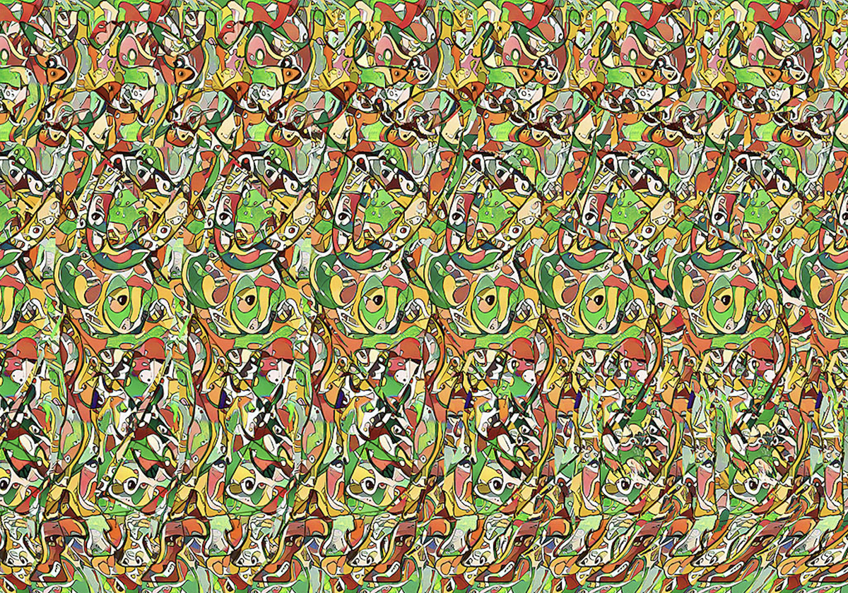 Стереокартинка с животным в стиле 3D, оптическая иллюзия для внимательных. Скрытый образ крупного, грациозного обитателя саванны. Рассмотри глубину рисунка и попробуй узнать животное.