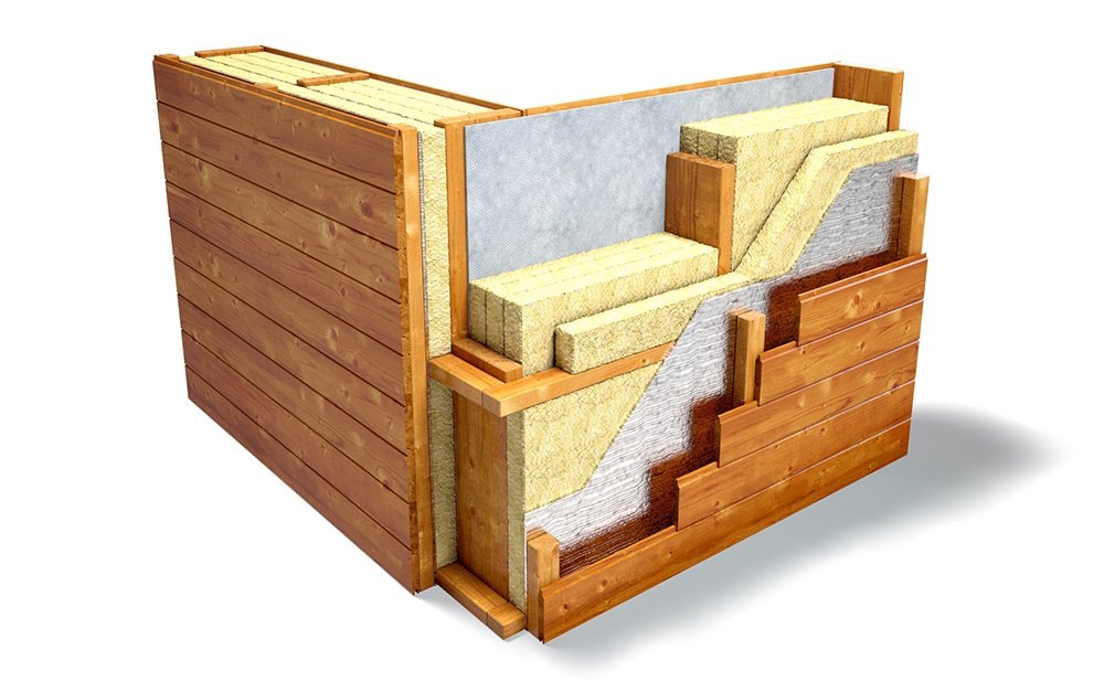 Пример кросс-утепления наружних стен 150 мм+50 мм ROCKWOOL