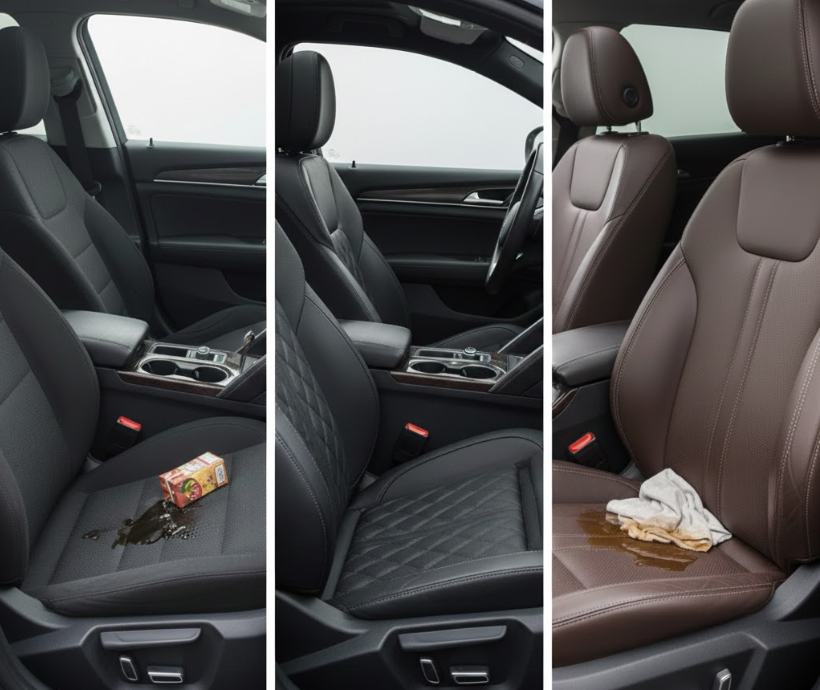 Тряпка, алькантара и кожзам в салоне авто
