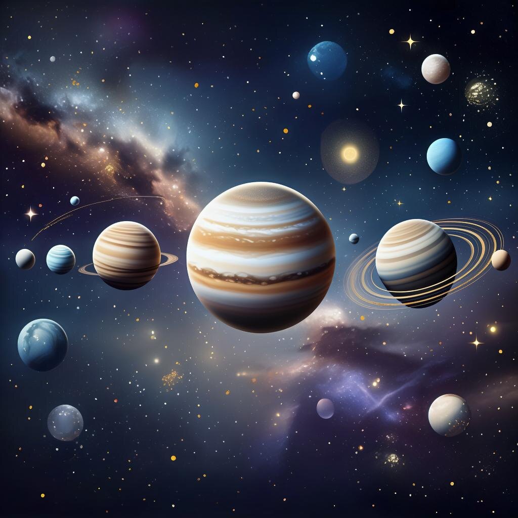 Планеты. Иллюстрация сгенерирована нейросетью