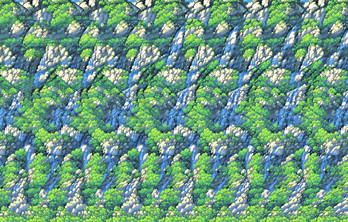 Стереокартинка про опоздание на работу. Внутри скрыт персонаж, который спешит в деловую поездку.