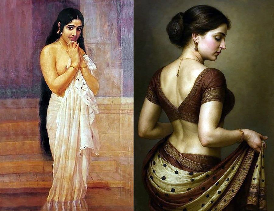 Раджа Рави Варма "Девушка из Кералы после купания" и Портрет индианки