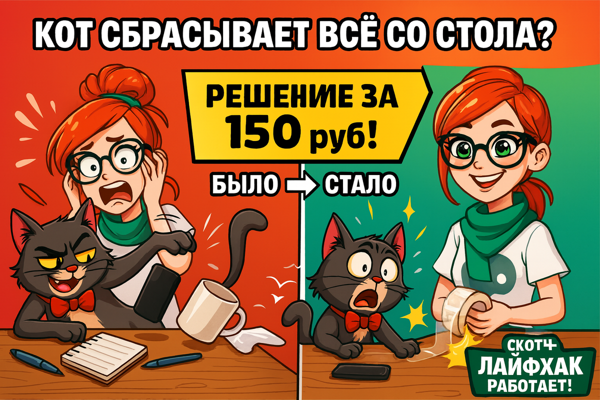 Иллюстрация создана автором с помощью нейросети специально для статьи "Профессиональный гравитационный инспектор Фил демонстрирует эффективность липкой дипломатии: как скотч за 150₽ прекратил ежедневные физические эксперименты на рабочем столе"