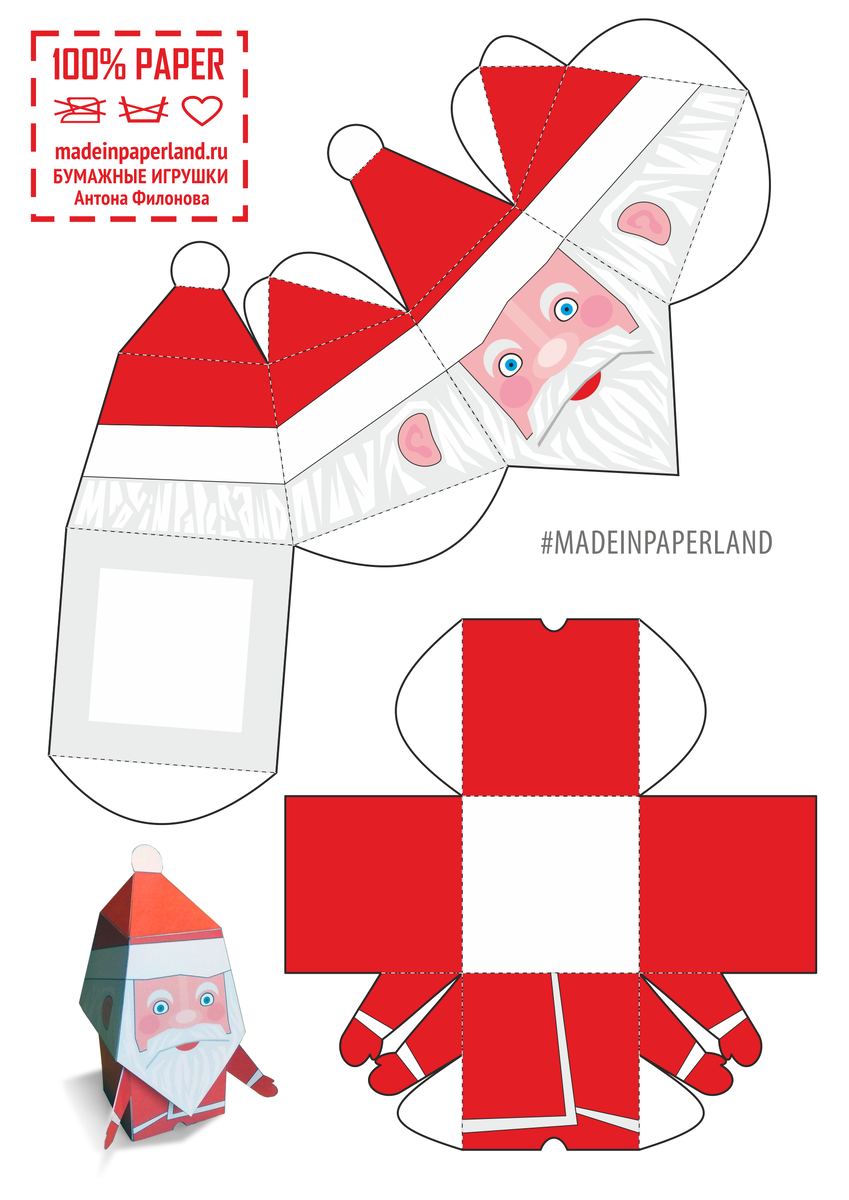 Ссылка на шаблон Деда Мороза: https://madeinpaperland.ru/toys.html?name=dedmoroz