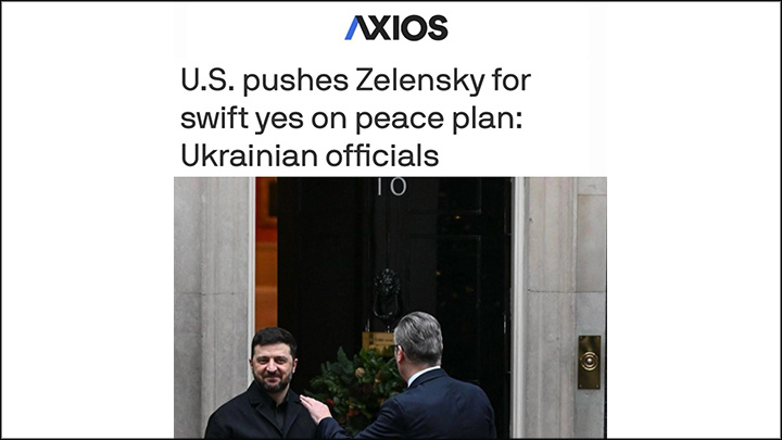    Axios:Трамп хочет "оторвать" Зеленского от европейцев и заставить принять свои условия. Скриншот: Axios