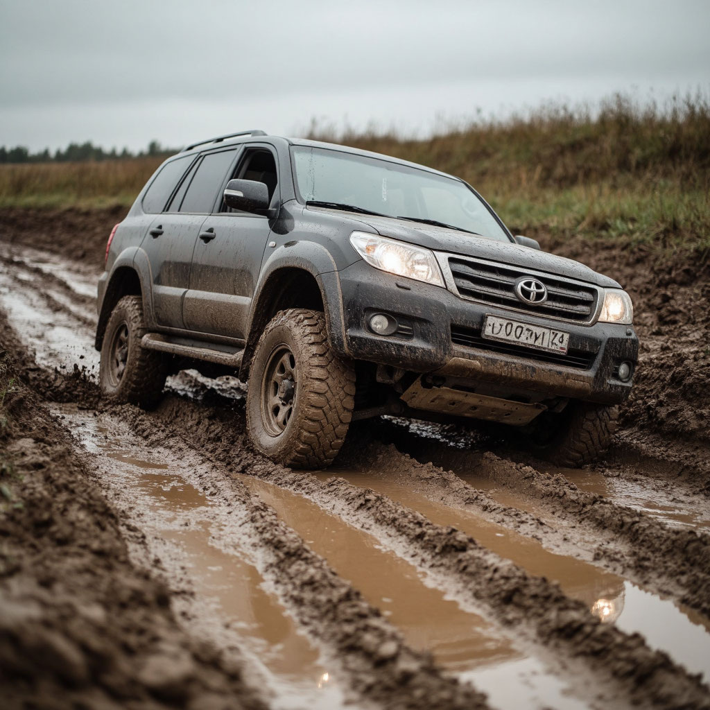 Нейросеть изображает буксующий автомобиль.