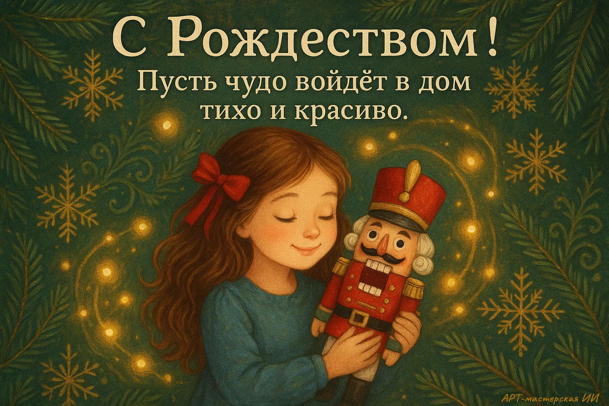 Открытка с Рождеством в стиле «Щелкунчик» от АРТ-мастерская ИИ