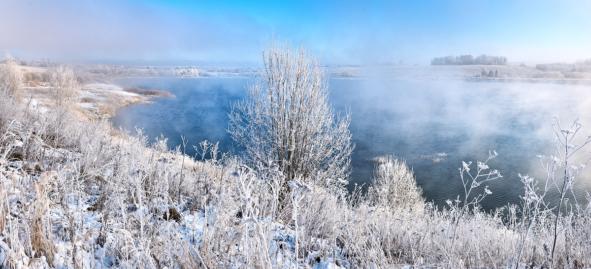 Декабрь. Плывёт над озером туман. Фот Елены БЕЛОЗОРОВОЙ.