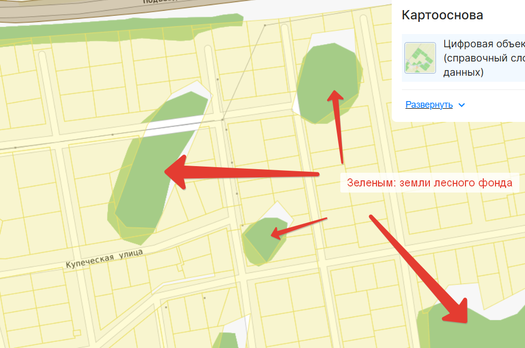 Земли лесного фонда на карте