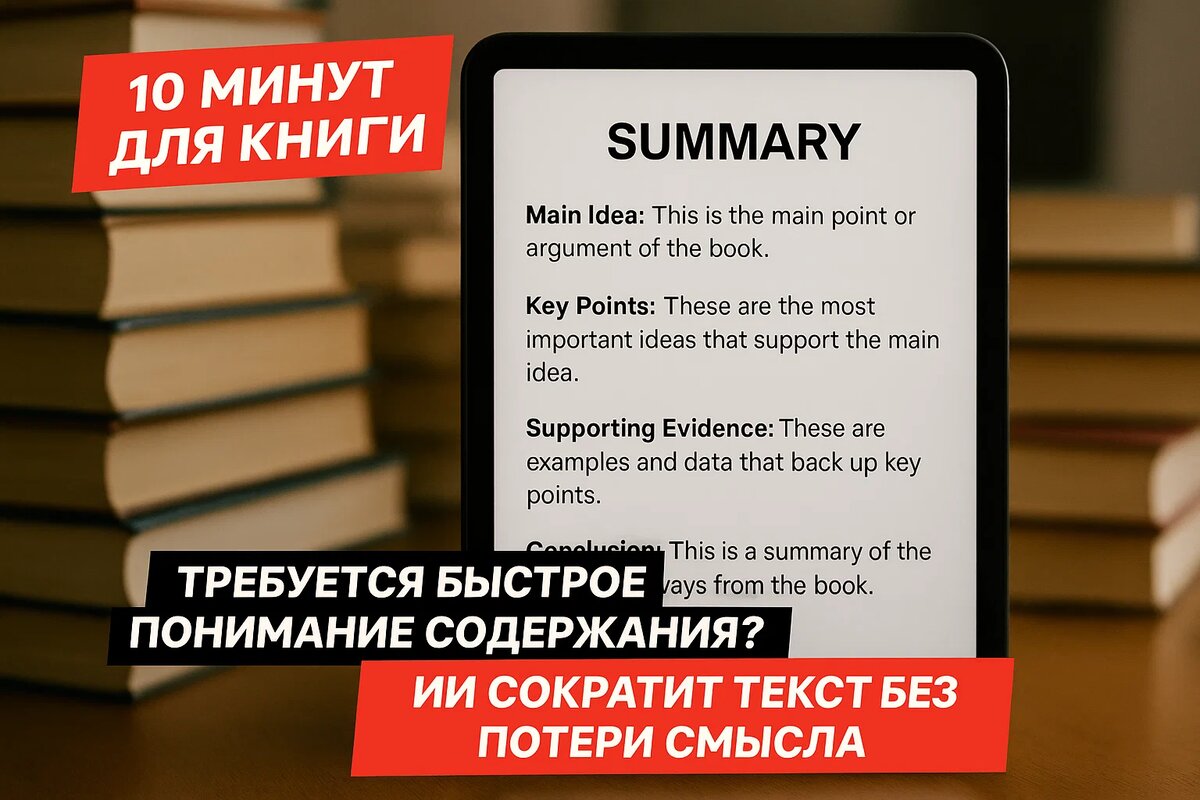 Современные модели ИИ позволяют получать точное краткое содержание книги за несколько минут.