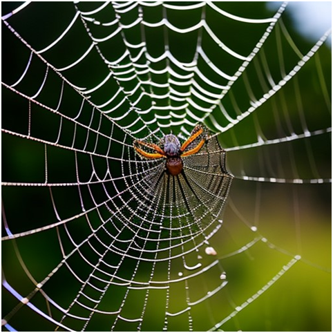 Сгенерировано ИИ- Паук плетущий свою сеть.