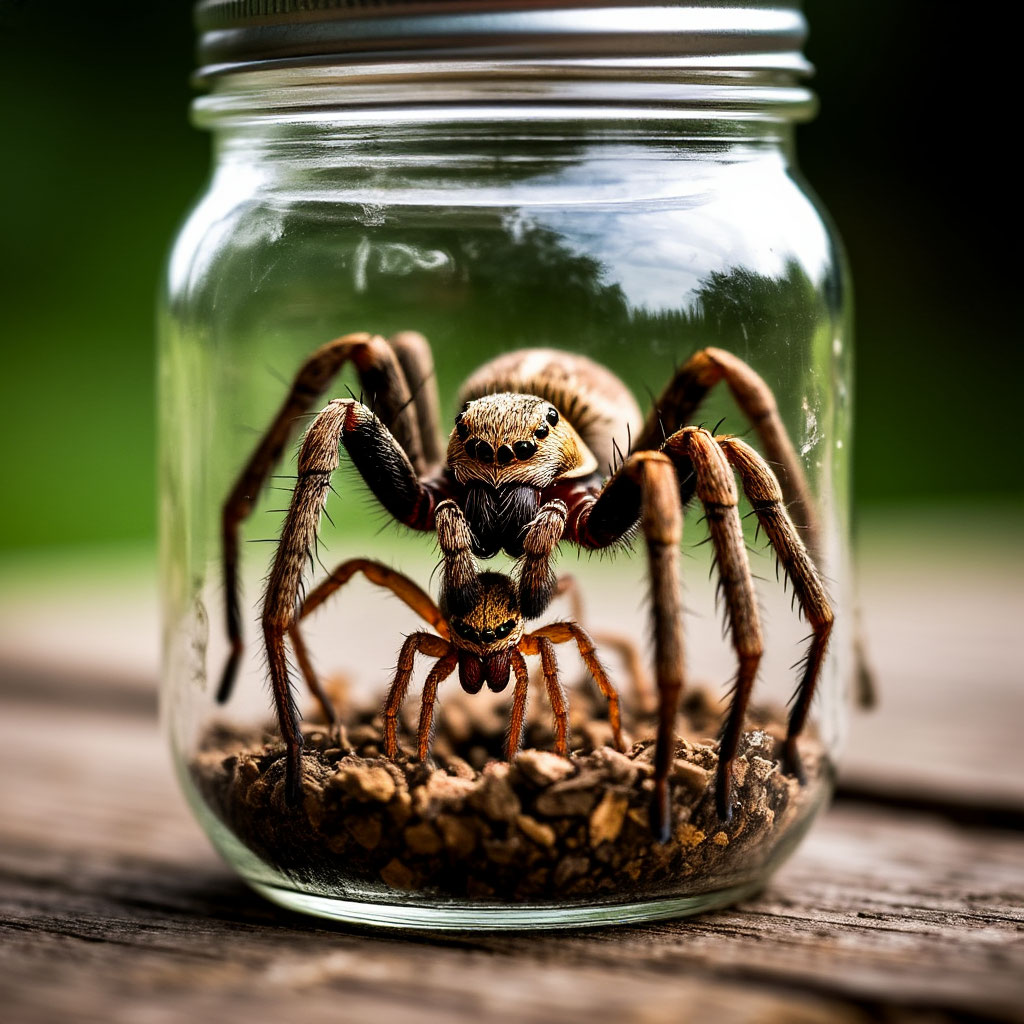 Сгенерировано ИИ-добыча паука в природе.