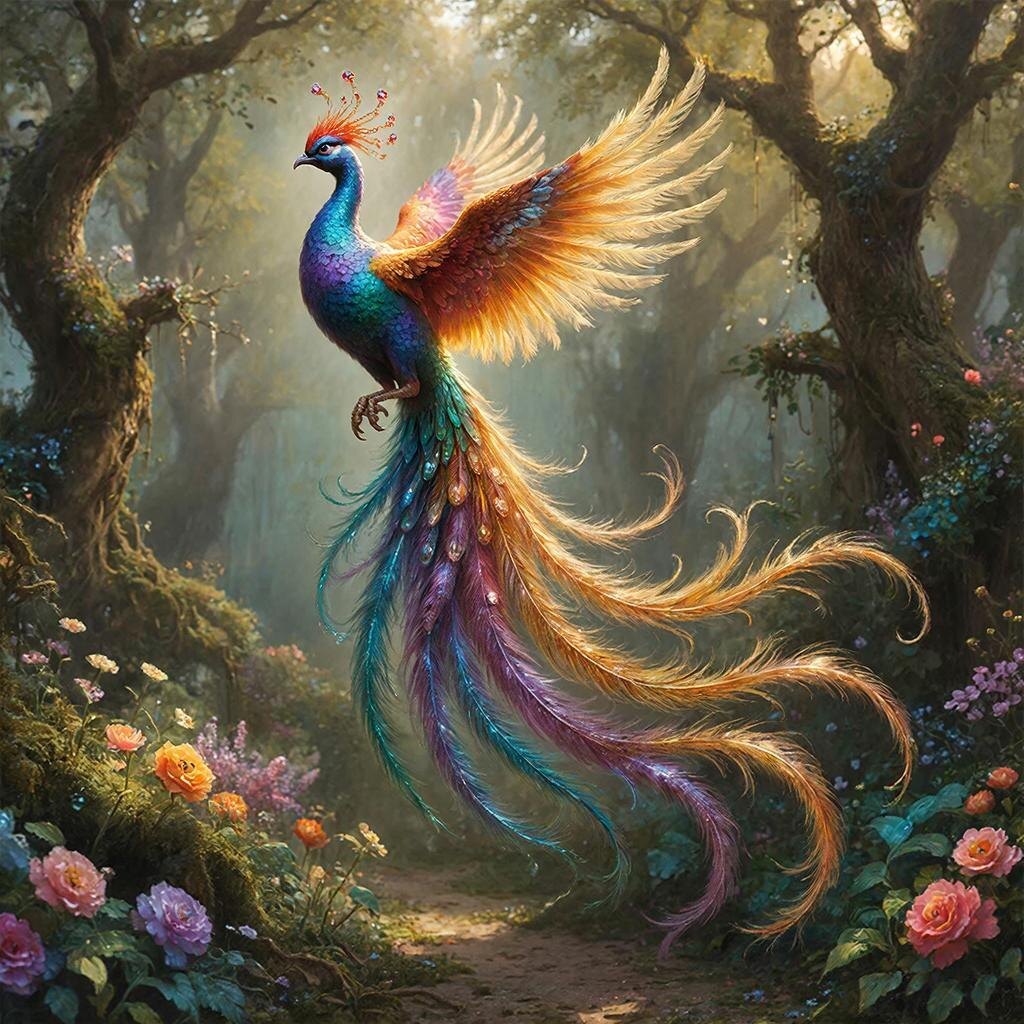 Сказочная птица, сгенерированная ИИ. 