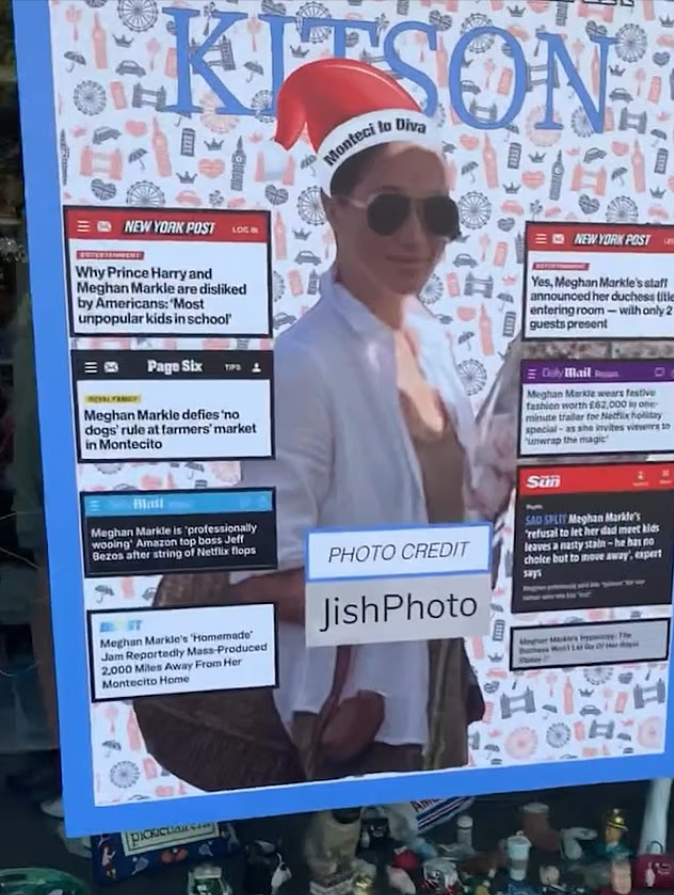 Меган Маркл на витрине магазина - она там не одна. У нее довольно знаменитые соседи по этой стене позора