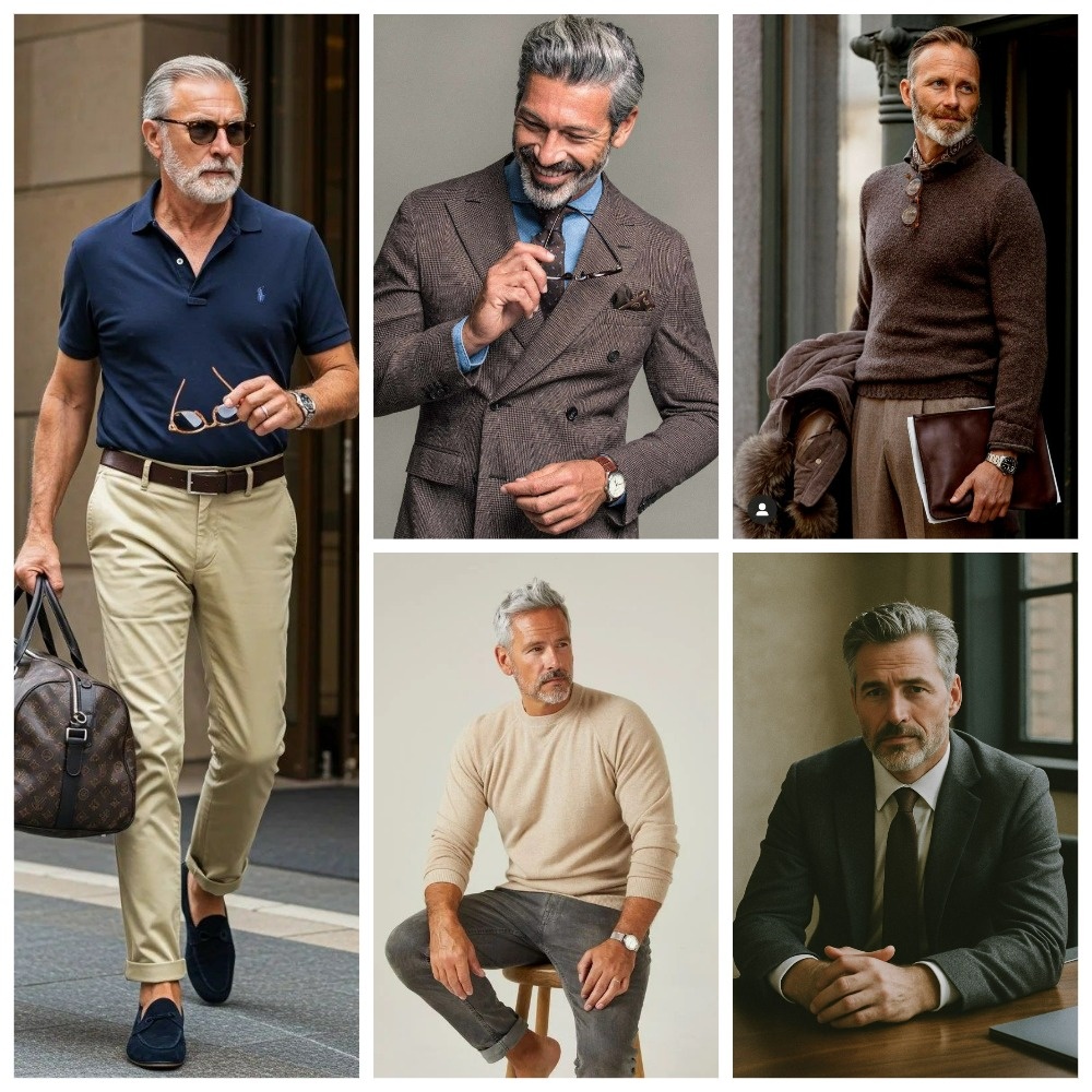 Примеры современной мужской деятельности и внешний вид мужчин старше 50 лет