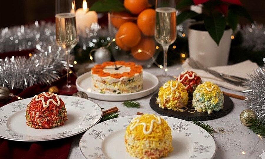 🎄2 рецепта салата на праздничный стол — новогоднее оформление блюд!