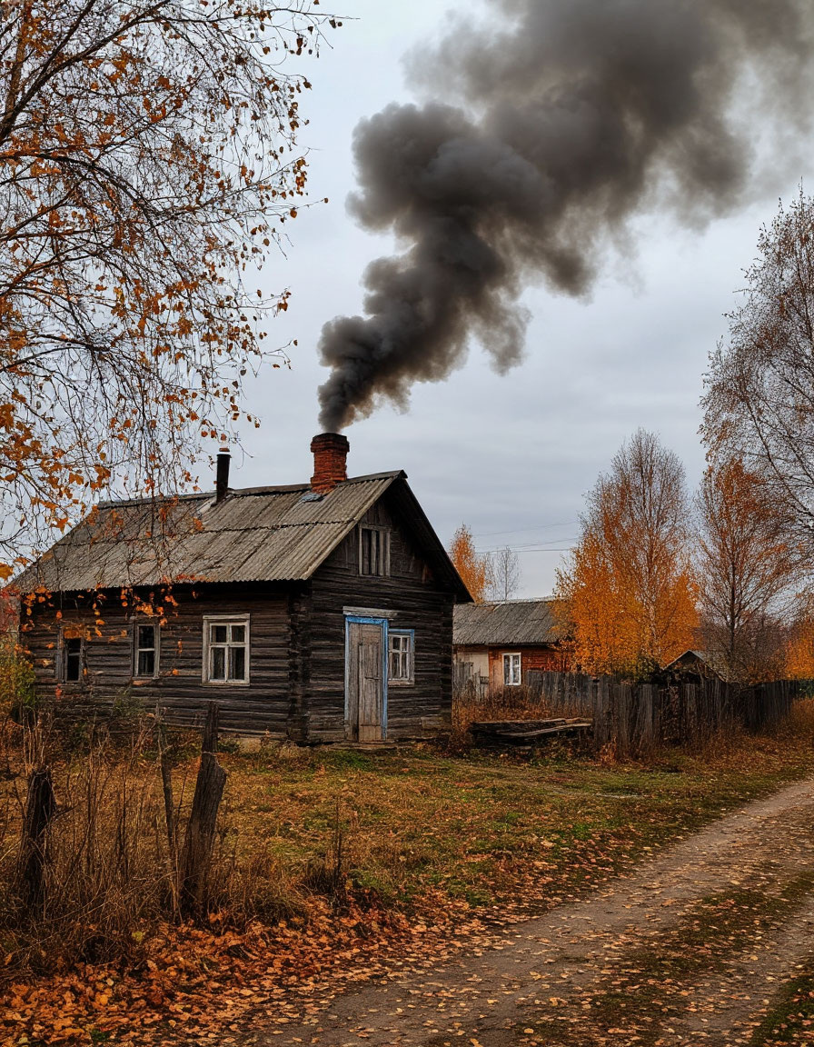 Домик в деревне. Картинка создана ИИ.