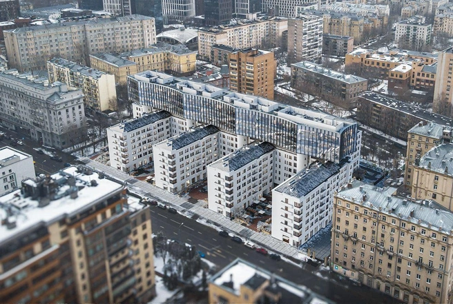 Проект застройки на месте комплекса общежитий Института красной профессуры на Большой Пироговской улице в Хамовниках.