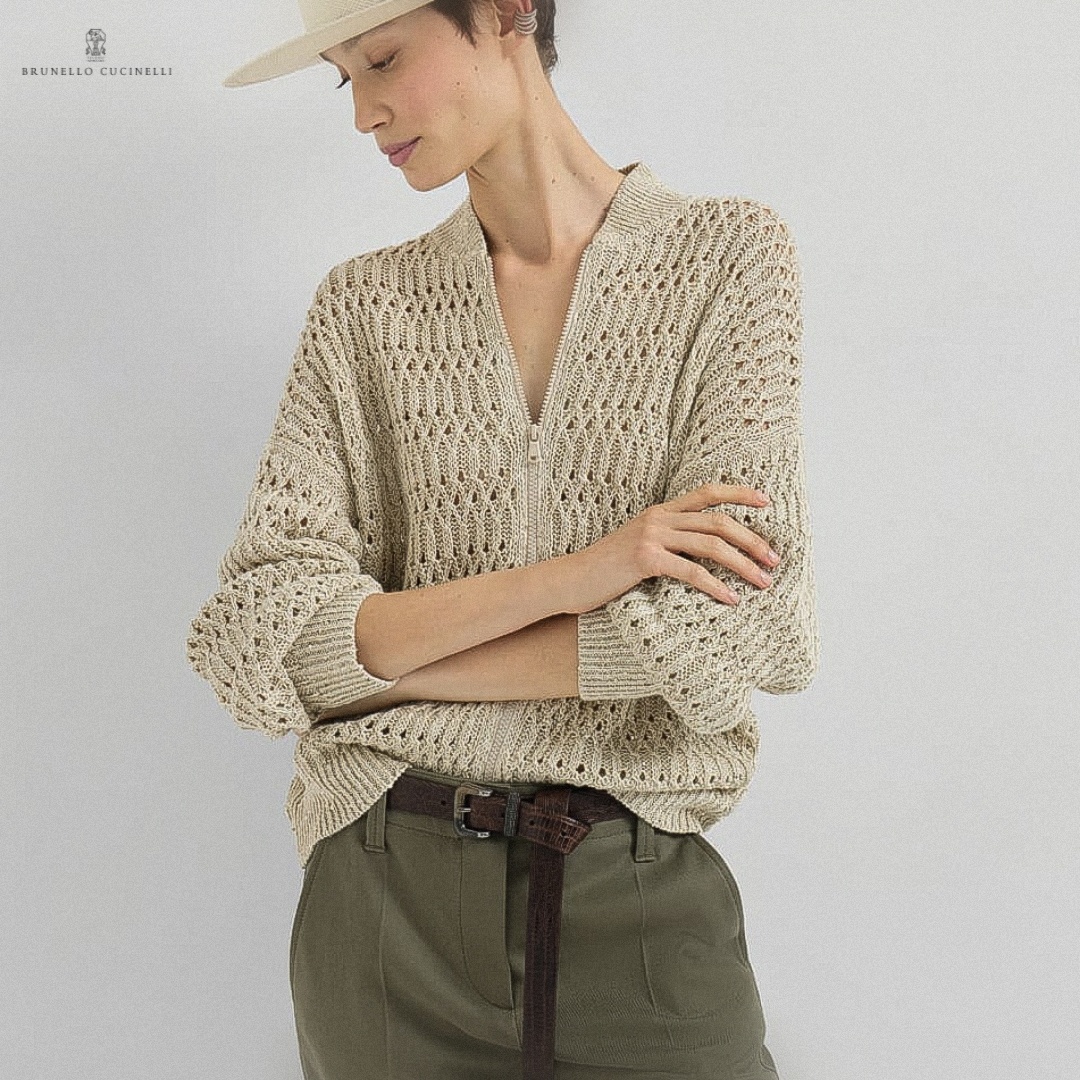 Ажурный бомбер на молнии от Брунелло Кучинелли