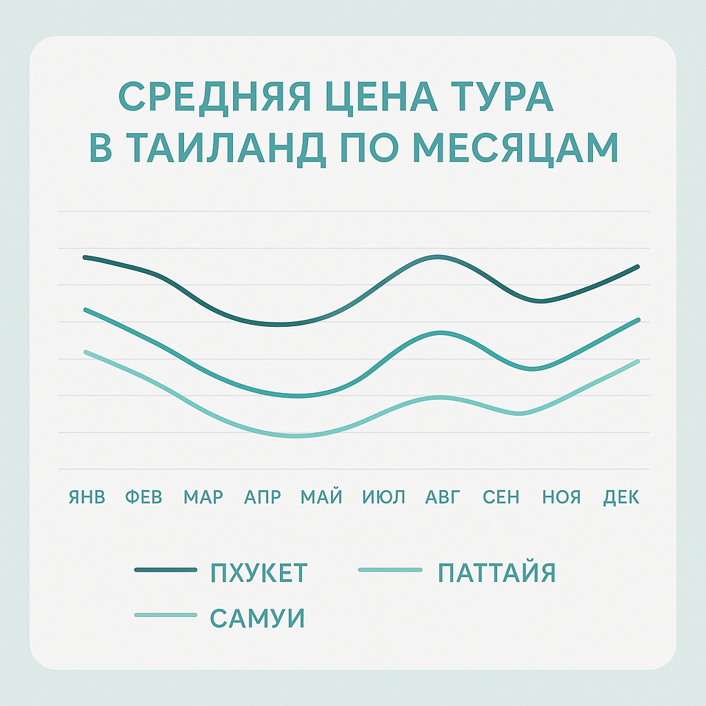 Средняя цена Тура в Тайланд по месяцам