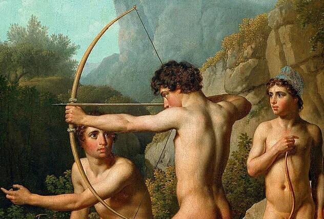 «Три спартанских мальчика упражняются в стрельбе из лука» художника Кристоффера Вильгельма Эккерсберга (1783–1853).