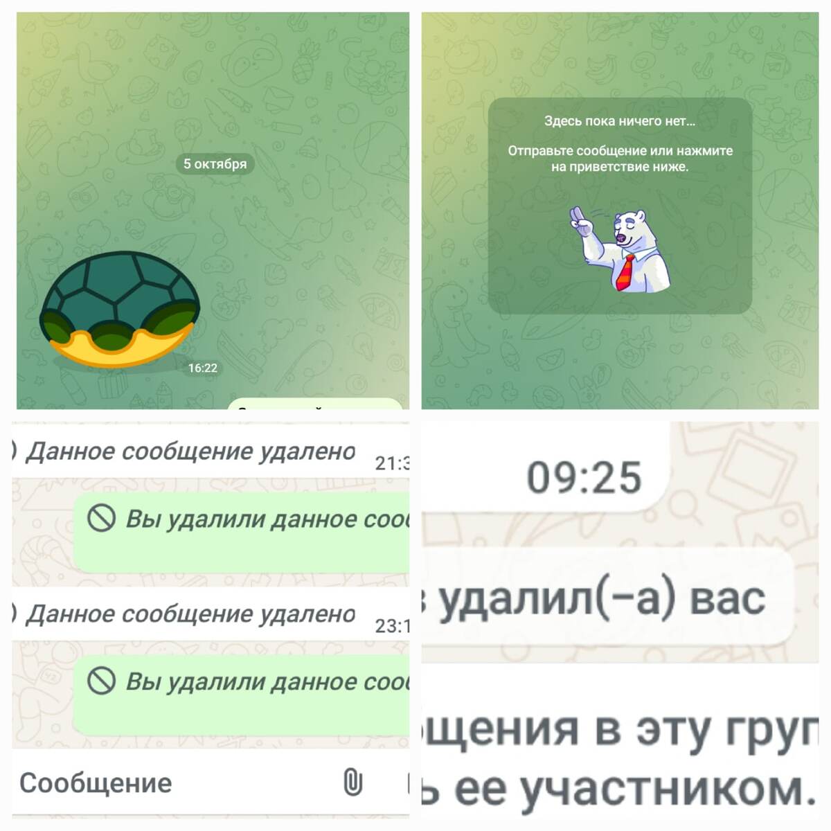 в чем смысл общаться с мужчиной, если он потом удаляет чаты и сообщения? и заодно меня из своей жизни