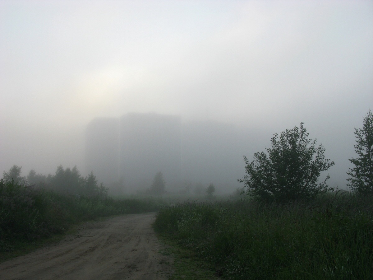 Фото Лидии Бам. В утреннем тумане город почти не виден, стоит отойти на 200 метров...