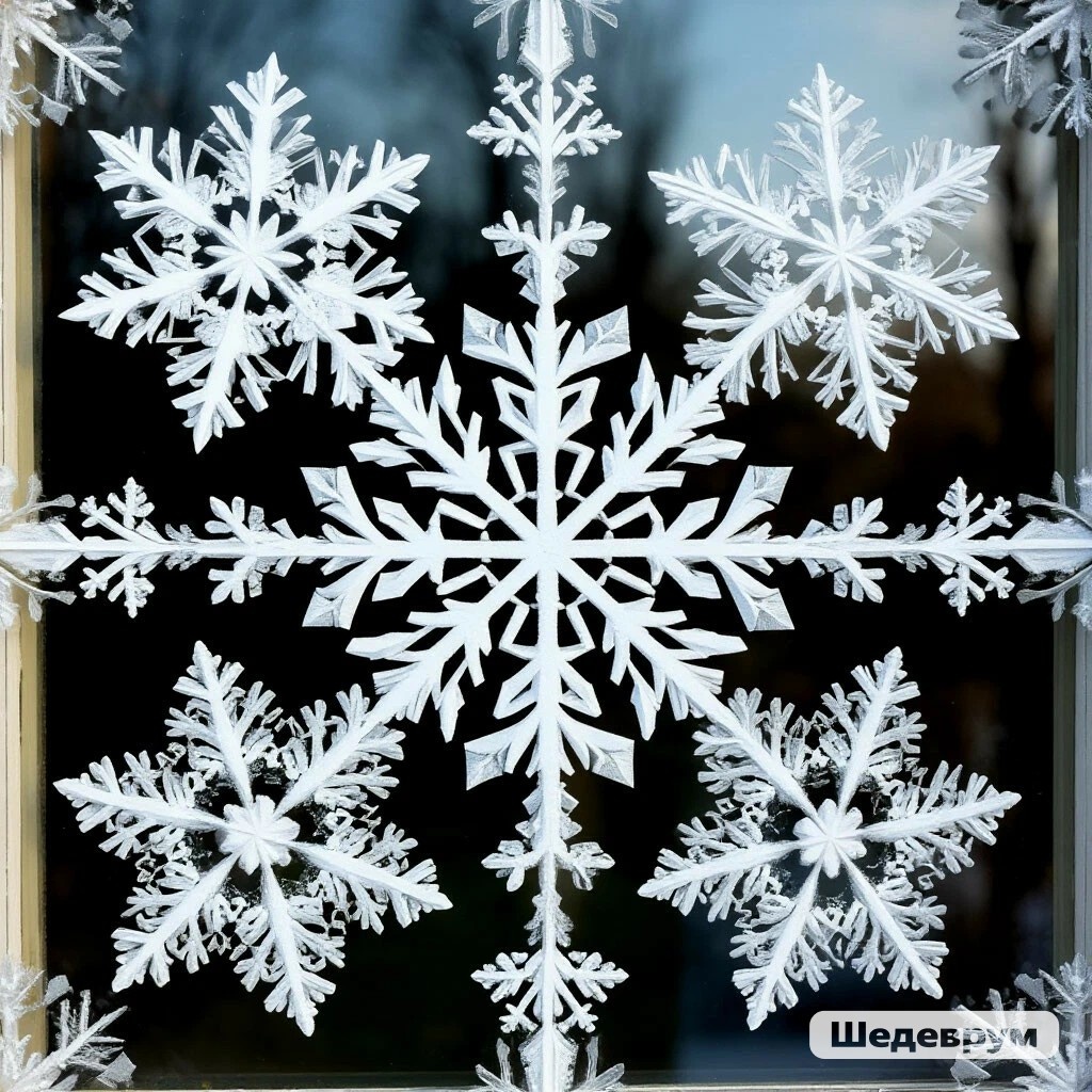 Так нейросеть видит: Узор из снежинок на стекле 👍